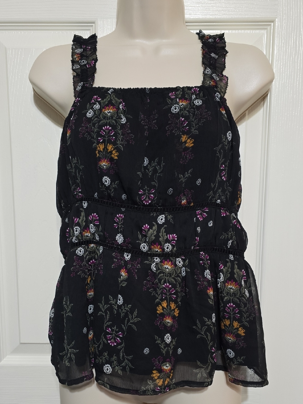 Old Navy Black Tank Top With Floral Pattern